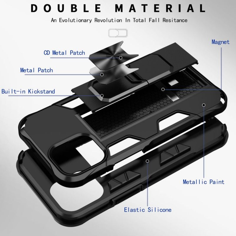 Case Hoesje iPhone 12 / 12 Pro Wit Zwart Telefoonhoesje Ultrabestendig Met Ondersteuning