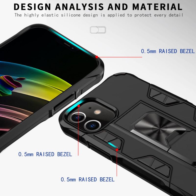 Case Hoesje iPhone 12 / 12 Pro Wit Zwart Telefoonhoesje Ultrabestendig Met Ondersteuning