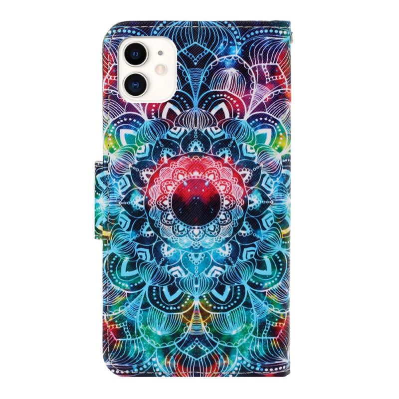 Cover Folio-hoesje iPhone 12 / 12 Pro Telefoonhoesje Flitsende Mandala Met String