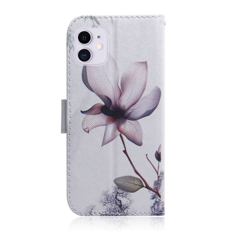 Cover Folio-hoesje iPhone 12 / 12 Pro Telefoonhoesje Oud Roze Bloem