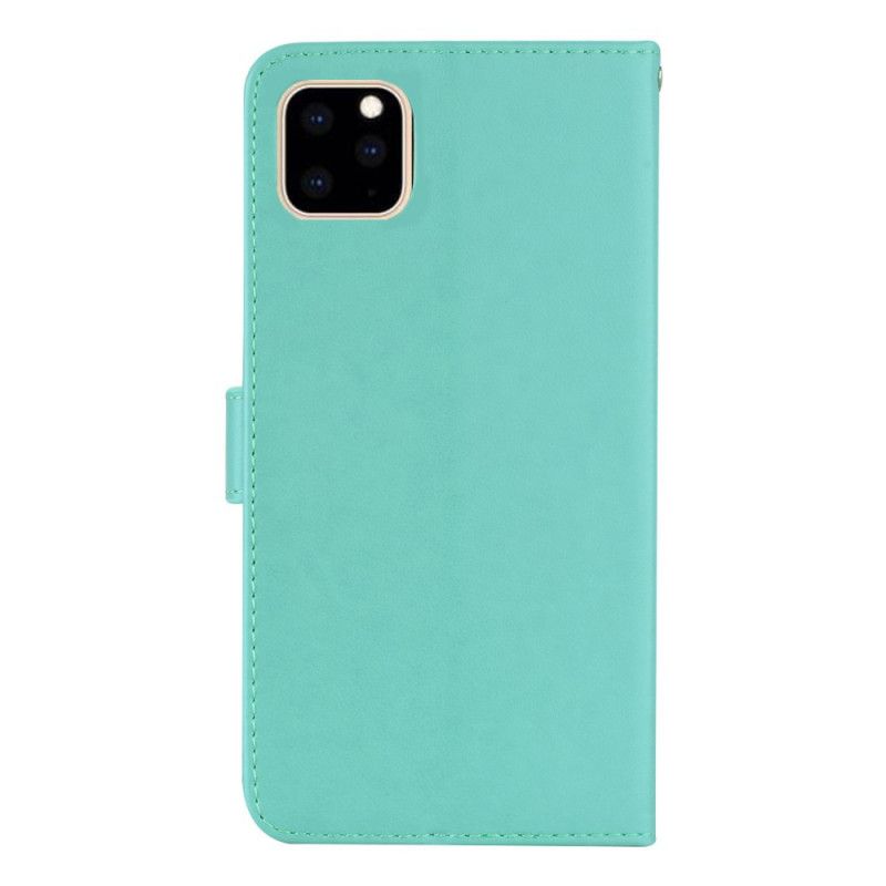 Flip Case Leren iPhone 12 / 12 Pro Magenta Grijs Uilenmandala En Bedel