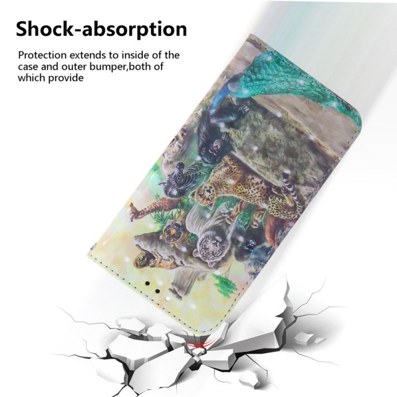 Flip Case Leren iPhone 12 / 12 Pro String Safari Dieren