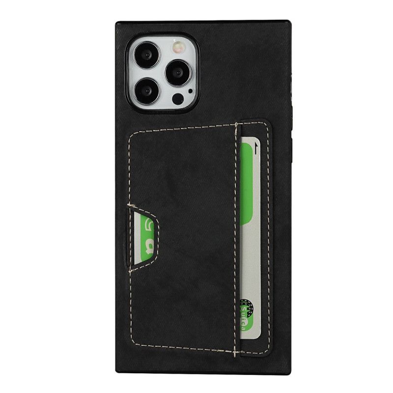 Hoesje iPhone 12 / 12 Pro Grijs Zwart Siliconen En Fluwelen Kaarthouder
