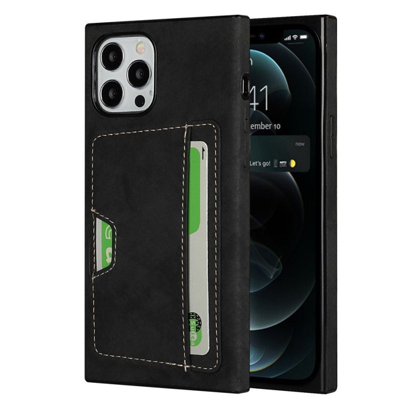 Hoesje iPhone 12 / 12 Pro Grijs Zwart Siliconen En Fluwelen Kaarthouder