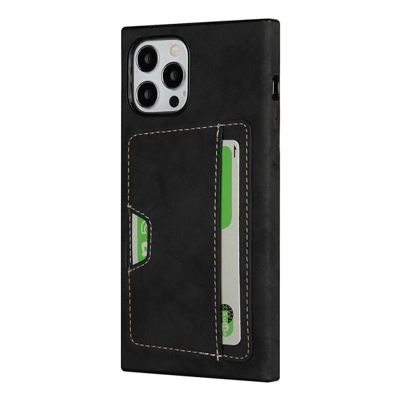 Hoesje iPhone 12 / 12 Pro Grijs Zwart Siliconen En Fluwelen Kaarthouder
