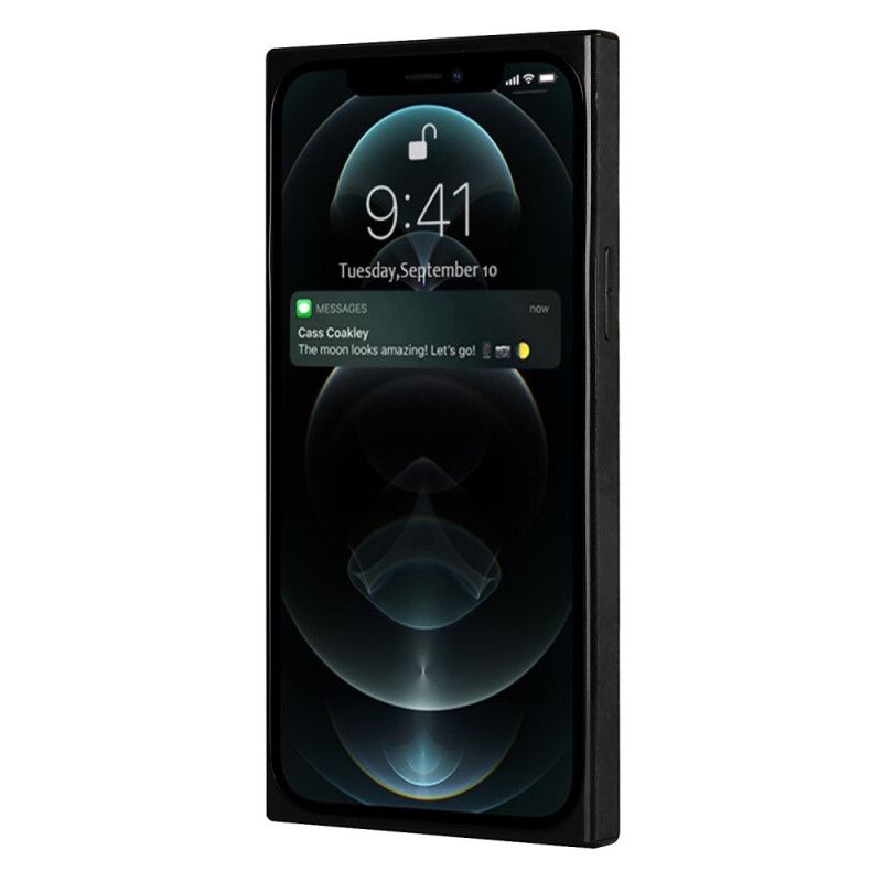 Hoesje iPhone 12 / 12 Pro Grijs Zwart Siliconen En Fluwelen Kaarthouder
