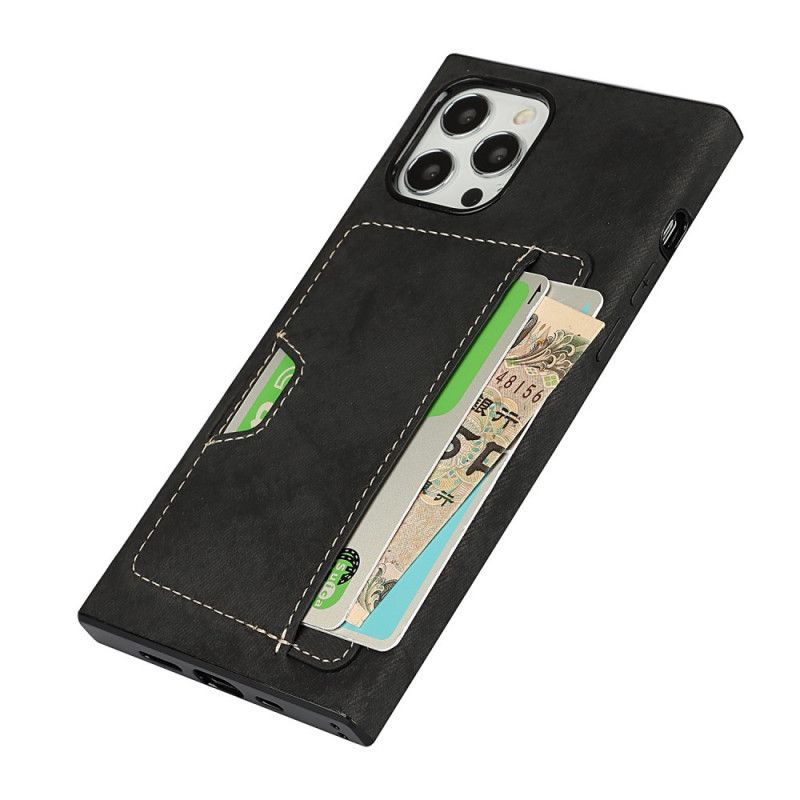 Hoesje iPhone 12 / 12 Pro Grijs Zwart Siliconen En Fluwelen Kaarthouder