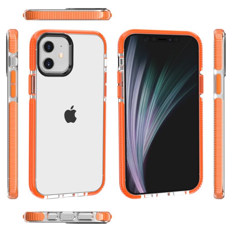 Hoesje iPhone 12 / 12 Pro Grijs Zwart Transparante Siliconen Randen