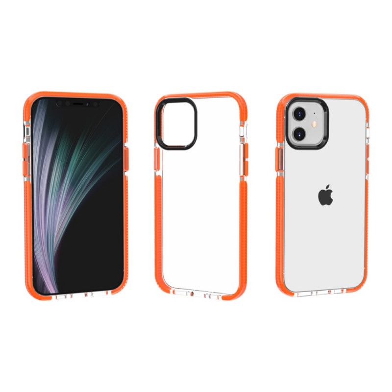 Hoesje iPhone 12 / 12 Pro Grijs Zwart Transparante Siliconen Randen