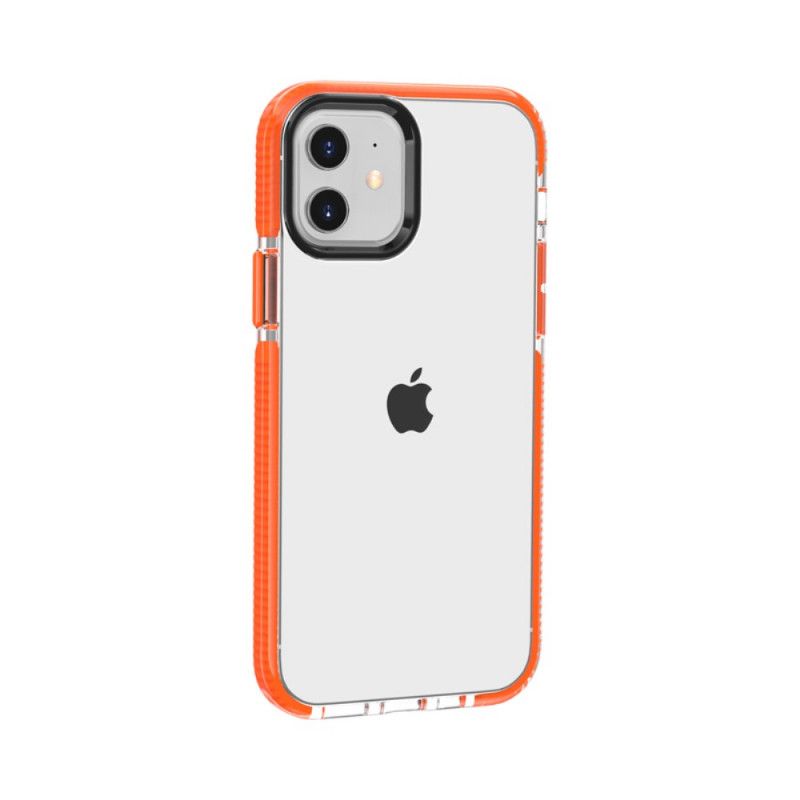 Hoesje iPhone 12 / 12 Pro Grijs Zwart Transparante Siliconen Randen