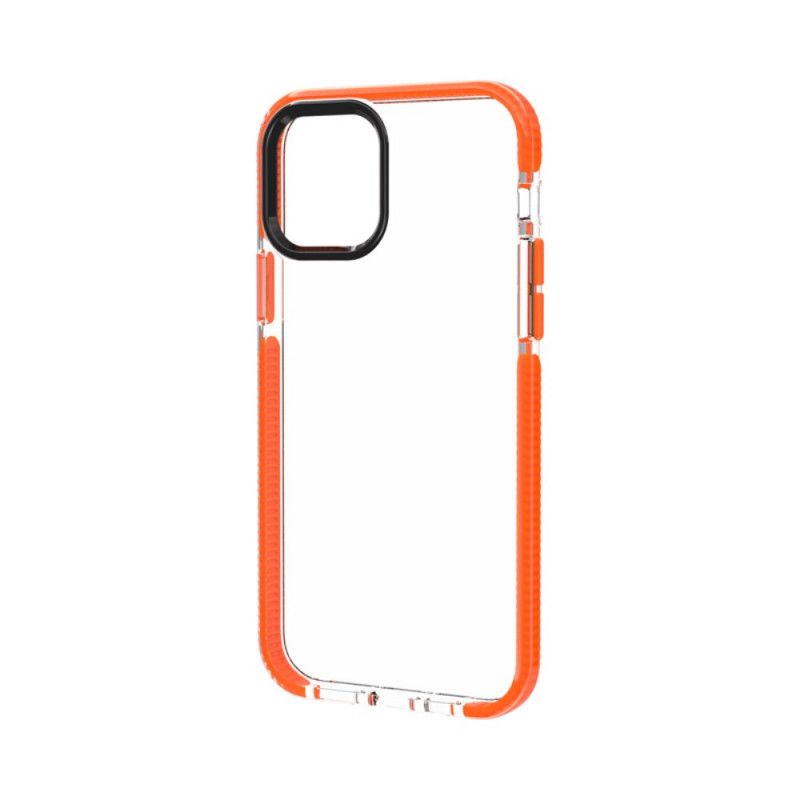 Hoesje iPhone 12 / 12 Pro Grijs Zwart Transparante Siliconen Randen