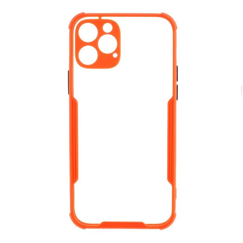 Hoesje iPhone 12 / 12 Pro Oranje Zwart Hybride Met Gekleurde Randen