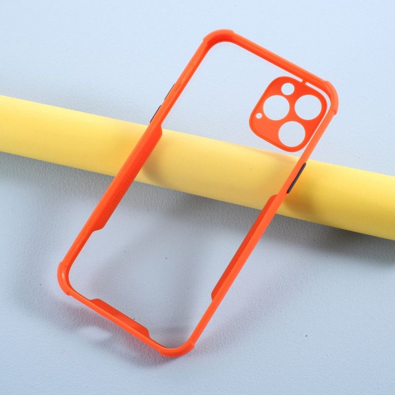 Hoesje iPhone 12 / 12 Pro Oranje Zwart Hybride Met Gekleurde Randen