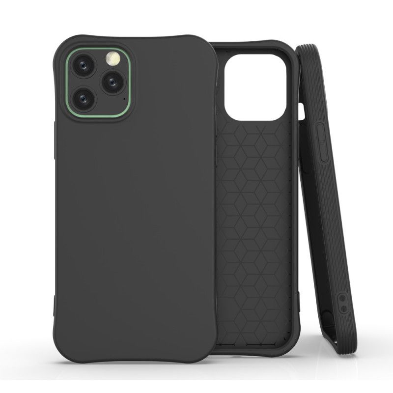 Hoesje iPhone 12 / 12 Pro Rood Zwart Flexibele Mat Siliconen