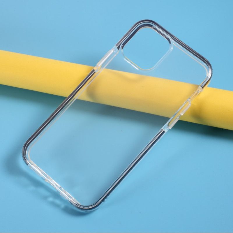 Hoesje iPhone 12 / 12 Pro Rood Zwart Transparant Gekleurde Randen