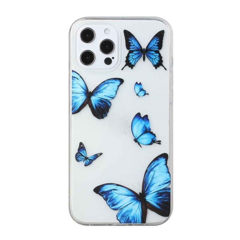 Hoesje iPhone 12 / 12 Pro Vlucht Van Blauwe Vlinders