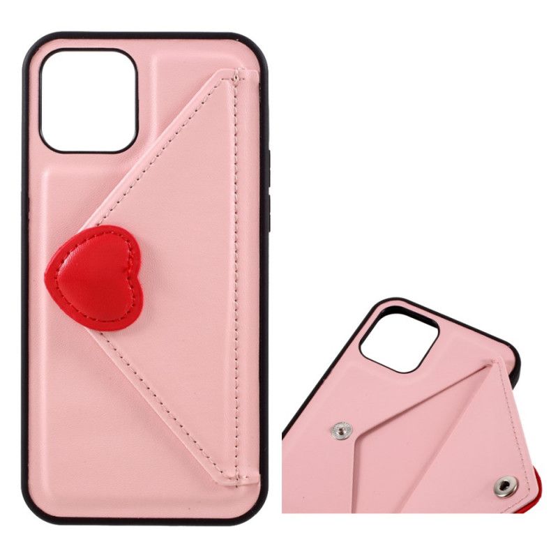 Hoesje iPhone 12 / 12 Pro Wit Zwart Hartjeskaarthouder