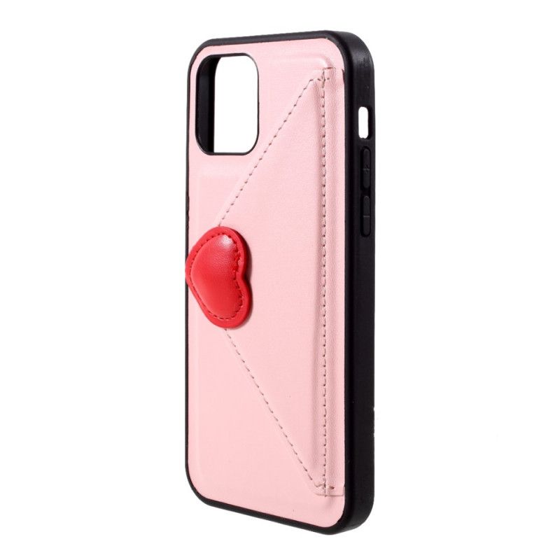 Hoesje iPhone 12 / 12 Pro Wit Zwart Hartjeskaarthouder