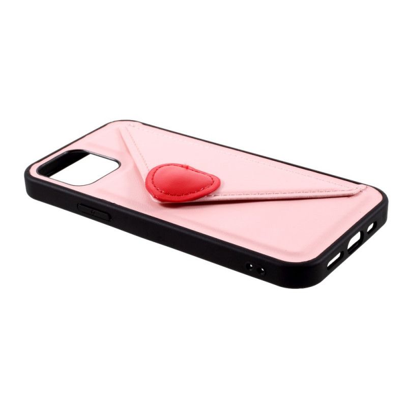 Hoesje iPhone 12 / 12 Pro Wit Zwart Hartjeskaarthouder
