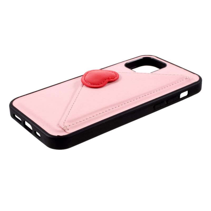 Hoesje iPhone 12 / 12 Pro Wit Zwart Hartjeskaarthouder