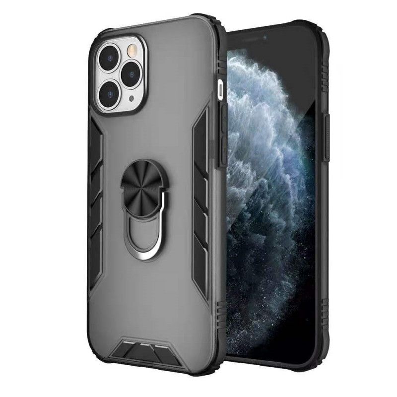 Hoesje iPhone 12 / 12 Pro Wit Zwart Premium Steunring