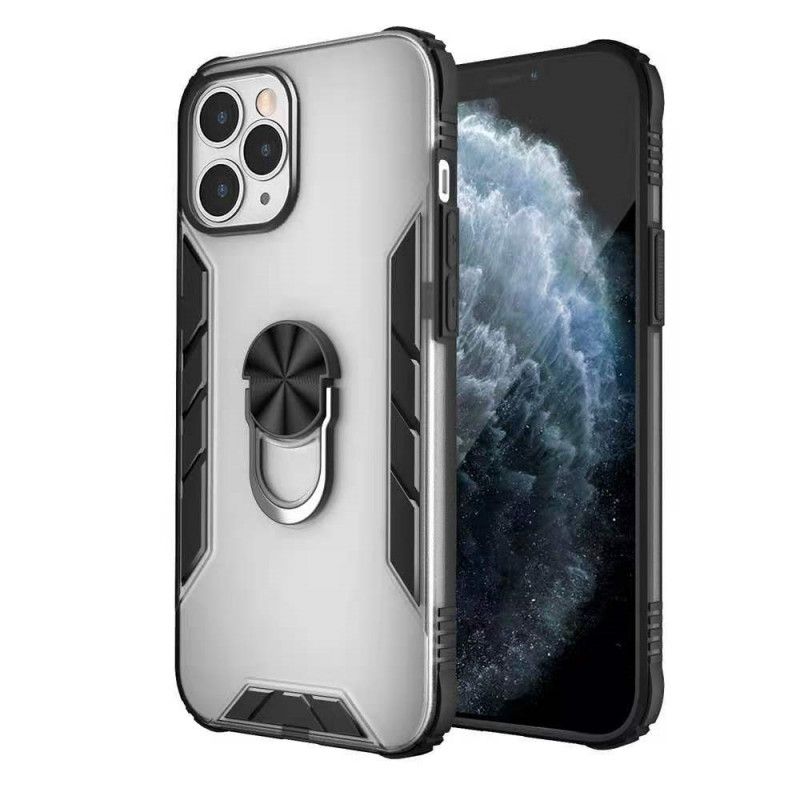 Hoesje iPhone 12 / 12 Pro Wit Zwart Premium Steunring