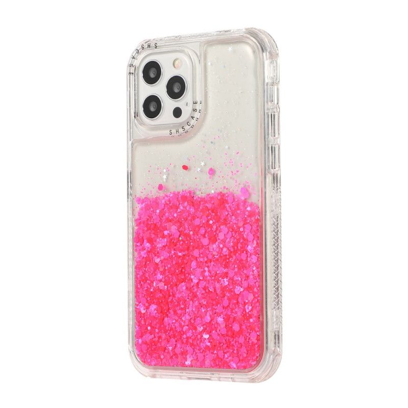 Hoesje voor iPhone 12 / 12 Pro Geel Magenta Glitterpoeder