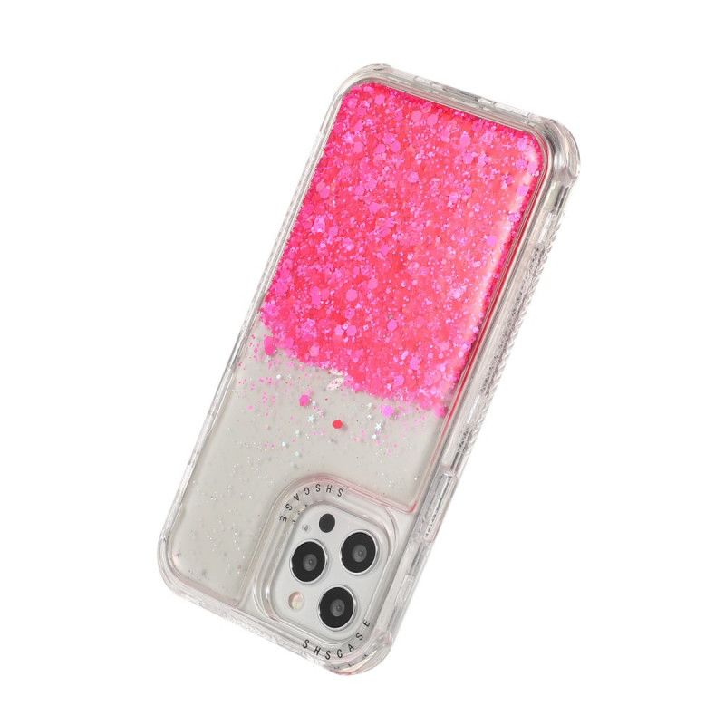 Hoesje voor iPhone 12 / 12 Pro Geel Magenta Glitterpoeder