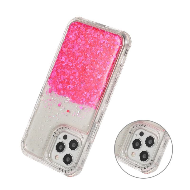 Hoesje voor iPhone 12 / 12 Pro Geel Magenta Glitterpoeder