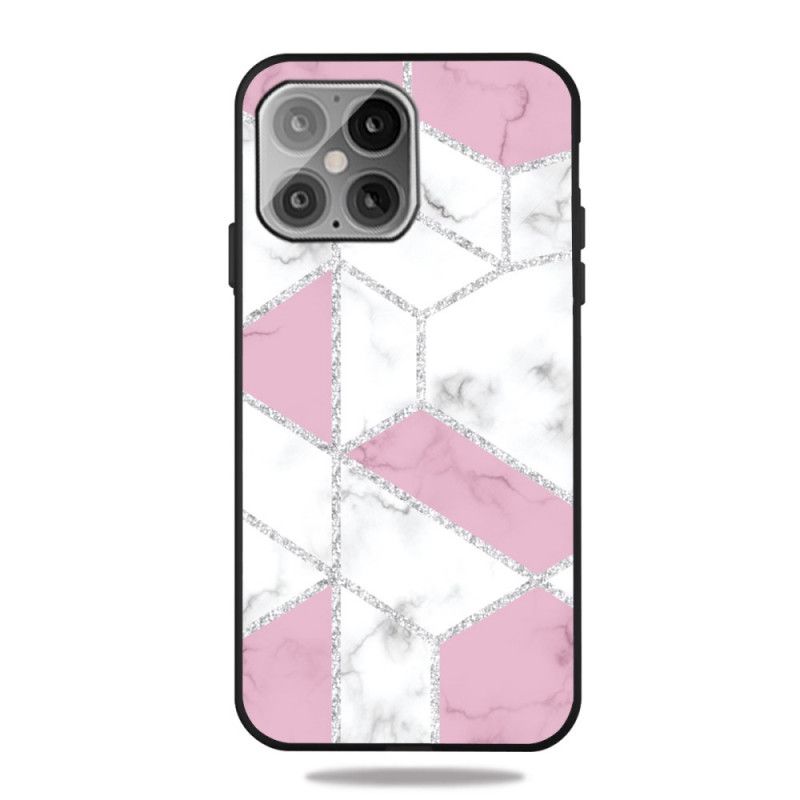 Hoesje voor iPhone 12 / 12 Pro Grijs Zwart Gestileerd Marmer