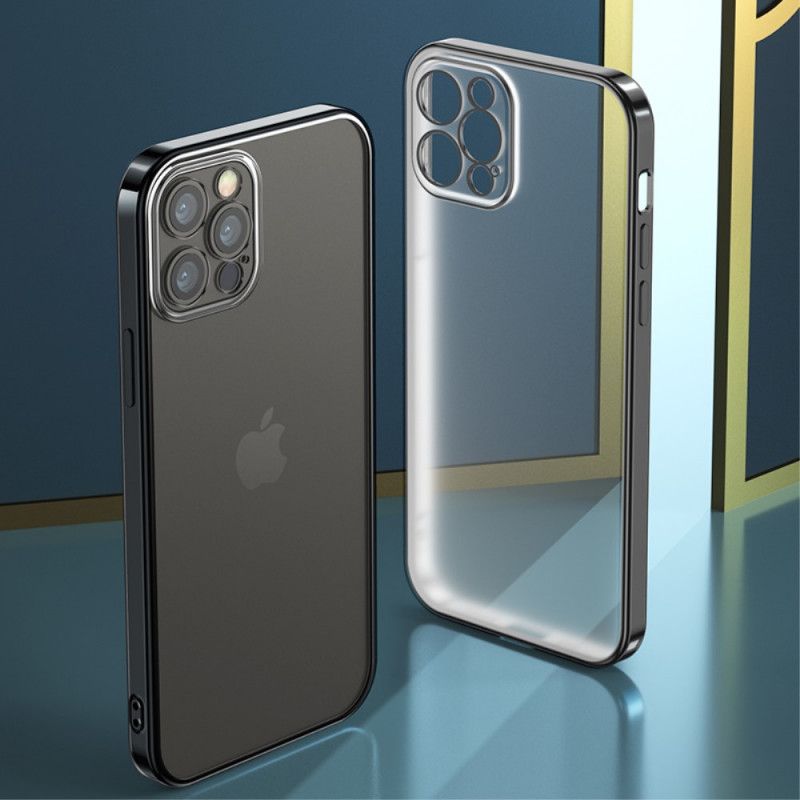 Hoesje voor iPhone 12 / 12 Pro Lichtblauw Zwart Metalen Randen Van Benks