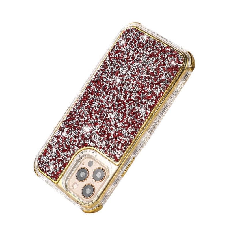 Hoesje voor iPhone 12 / 12 Pro Rood Grijs Sprankelende Glitter
