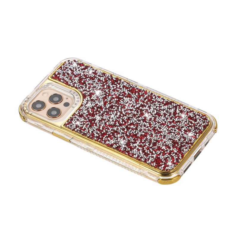 Hoesje voor iPhone 12 / 12 Pro Rood Grijs Sprankelende Glitter