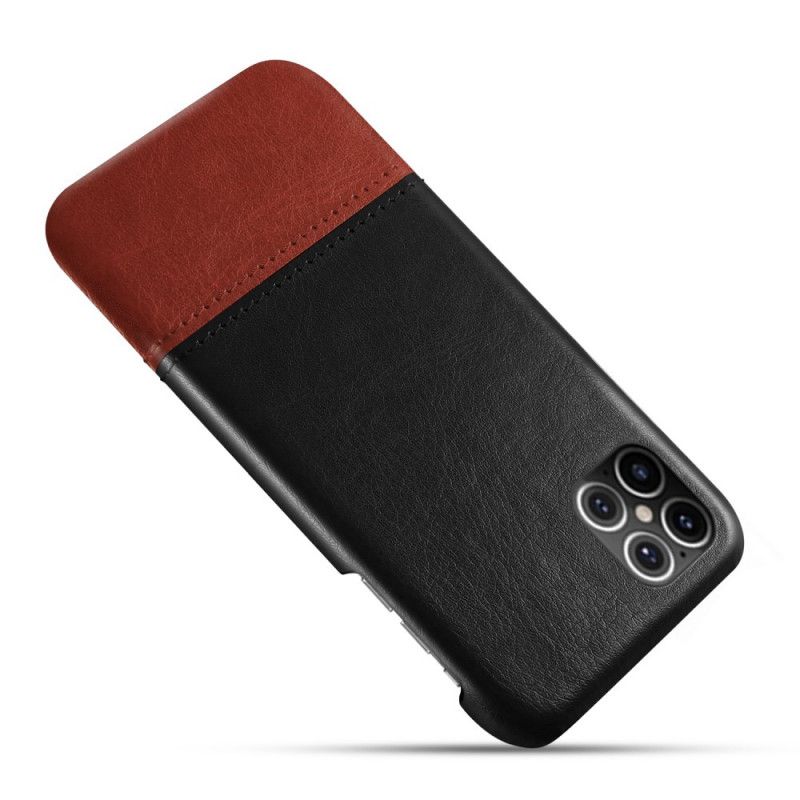 Hoesje voor iPhone 12 / 12 Pro Rood Zwart Ksq Tweekleurig Leereffect