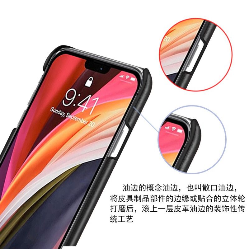 Hoesje voor iPhone 12 / 12 Pro Rood Zwart Ksq Tweekleurig Leereffect