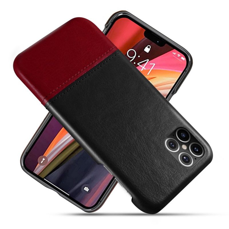 Hoesje voor iPhone 12 / 12 Pro Rood Zwart Ksq Tweekleurig Leereffect