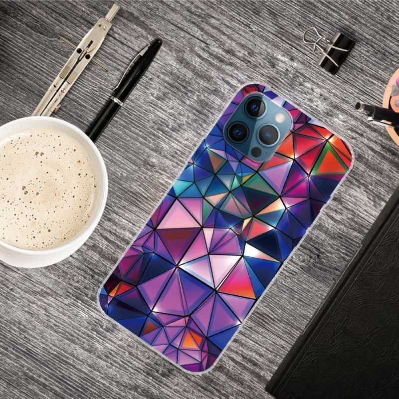 Hoesje voor iPhone 12 / 12 Pro Roze Grijs Flexibele Geometrie
