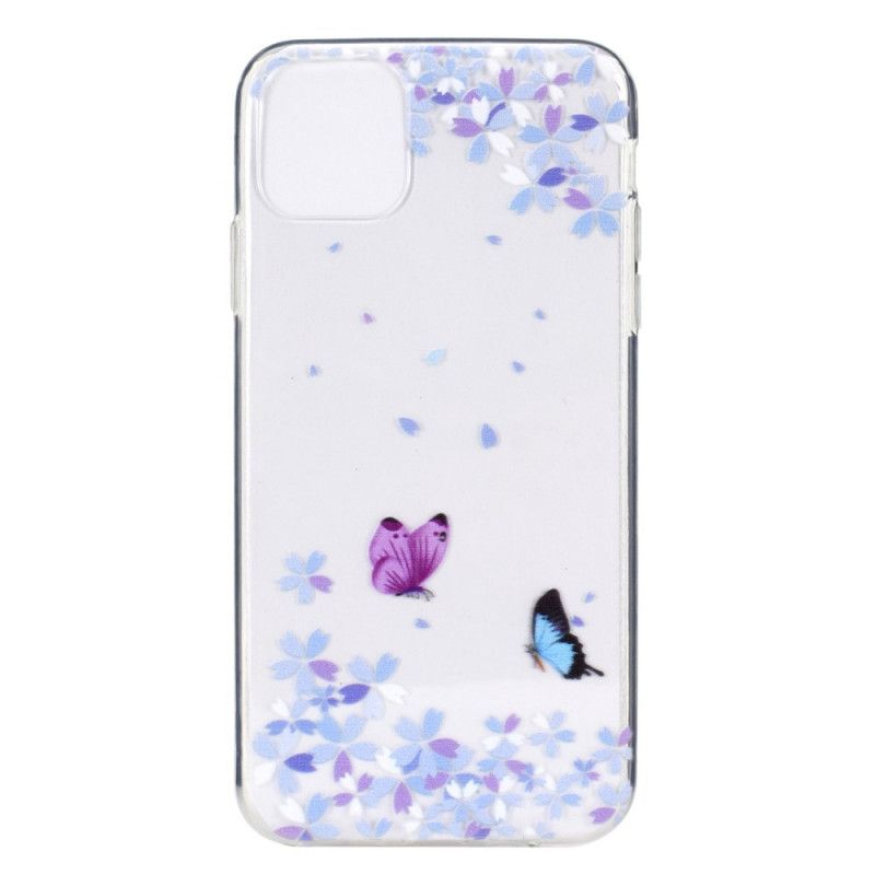 Hoesje voor iPhone 12 / 12 Pro Transparante Vlinders En Bloemen