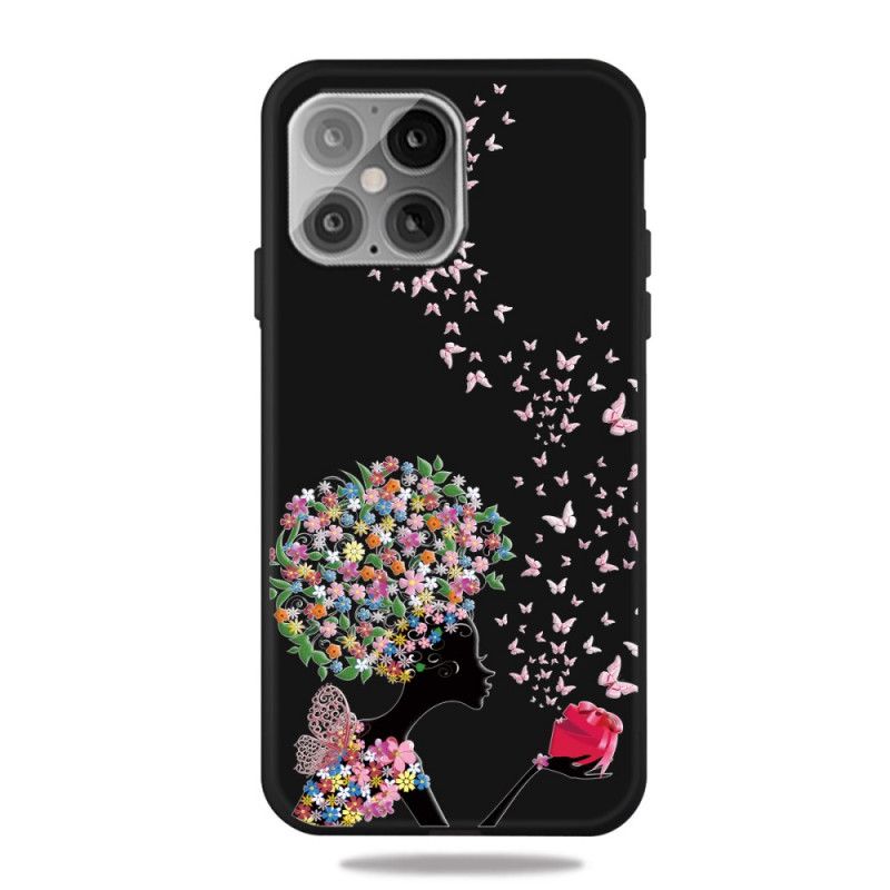 Hoesje voor iPhone 12 / 12 Pro Vrouw Met Bloemig Hoofd