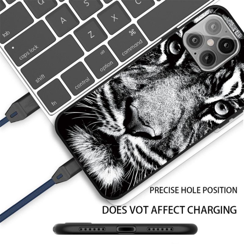 Hoesje voor iPhone 12 / 12 Pro Zwart-Witte Tijger