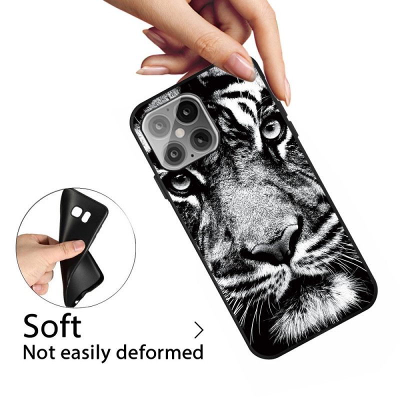 Hoesje voor iPhone 12 / 12 Pro Zwart-Witte Tijger
