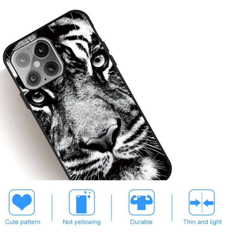 Hoesje voor iPhone 12 / 12 Pro Zwart-Witte Tijger