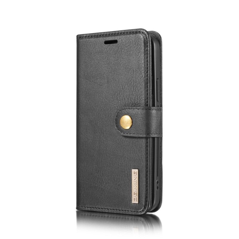 Leren Hoesje iPhone 12 / 12 Pro Grijs Zwart Telefoonhoesje Dg. Afneembare Case