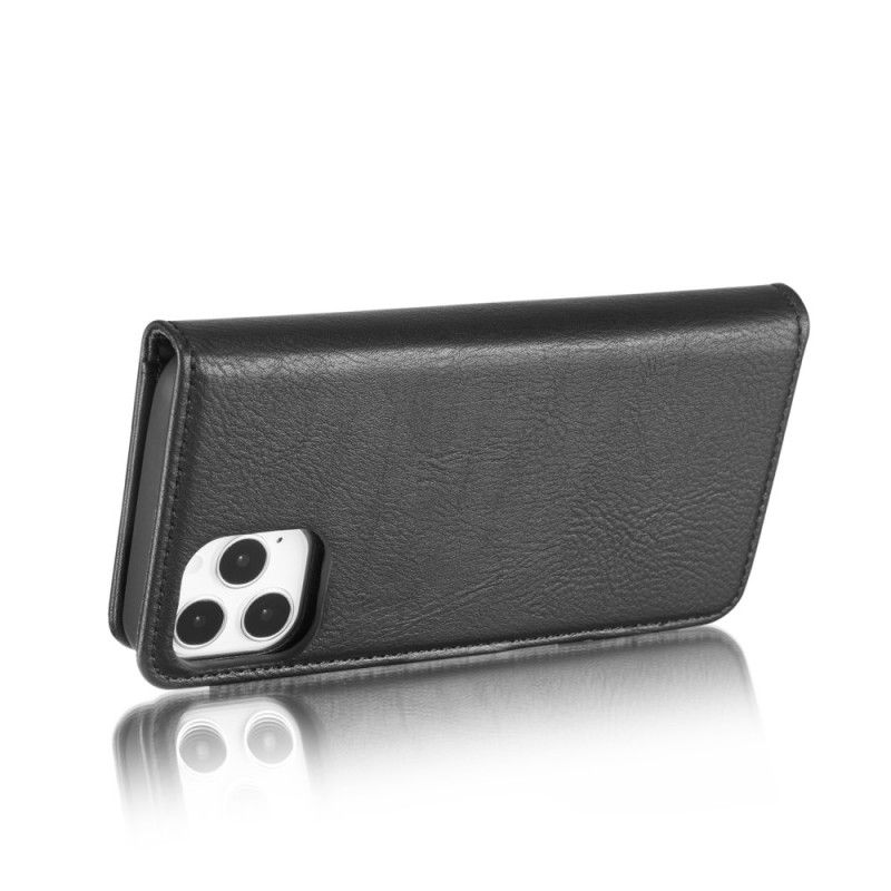 Leren Hoesje iPhone 12 / 12 Pro Grijs Zwart Telefoonhoesje Dg. Afneembare Case