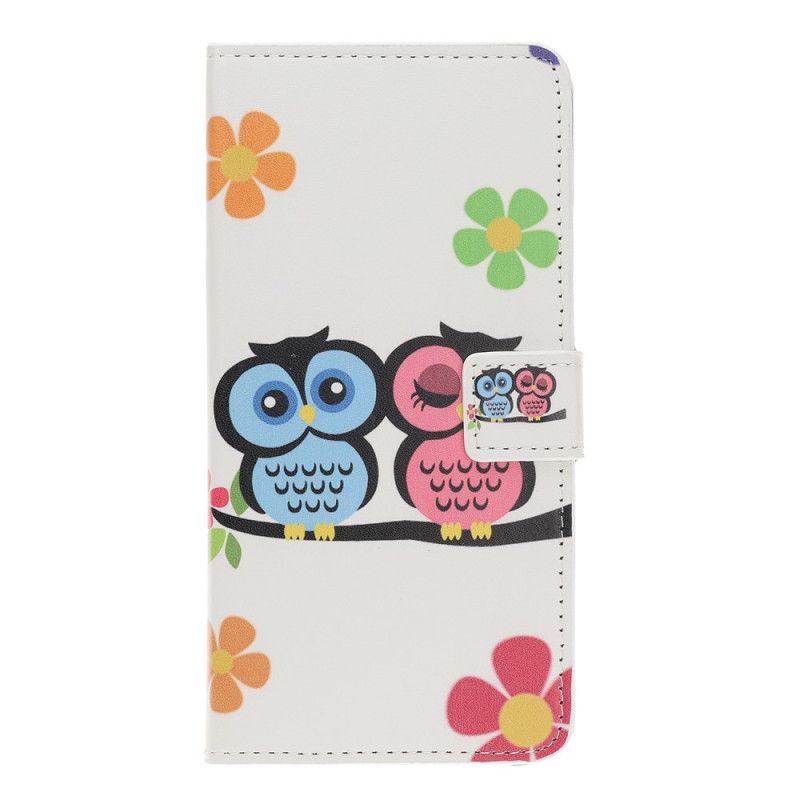 Leren Hoesje iPhone 12 / 12 Pro Telefoonhoesje Paar Uilen