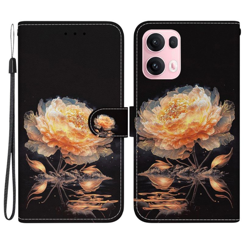 Flip Case Leren Oppo Reno 13 Pro 5g Gouden Pioenroos