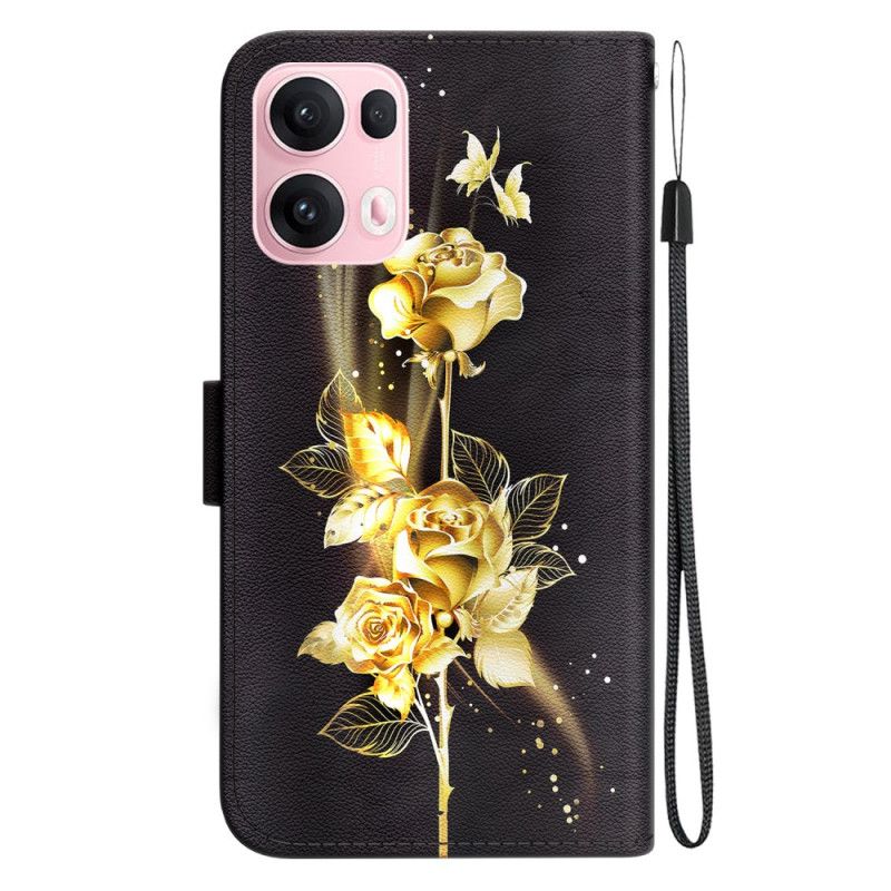 Folio-hoesje Oppo Reno 13 Pro 5g Telefoonhoesje Gouden En Roze Vlinders
