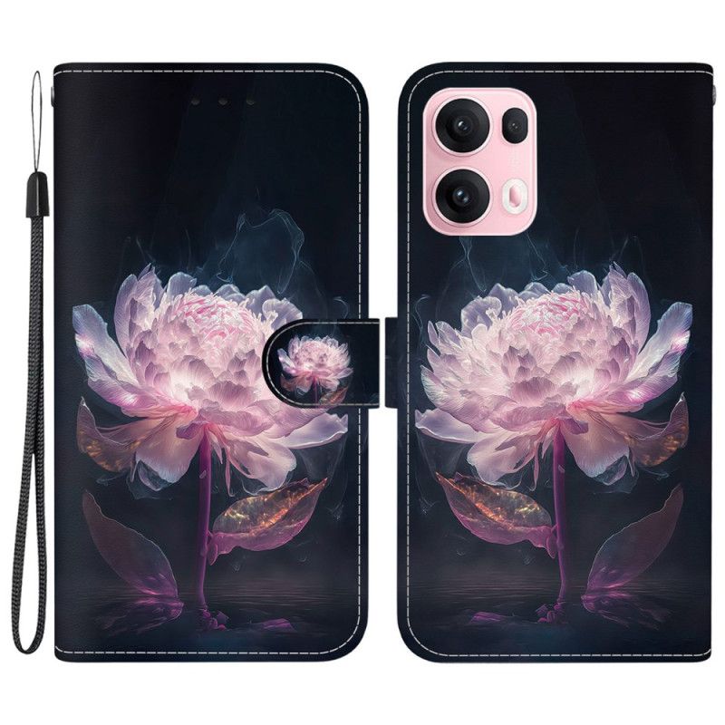 Leren Hoesje Oppo Reno 13 Pro 5g Paarse Pioenroos Bescherming Hoesje