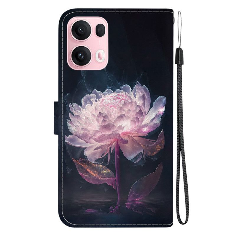 Leren Hoesje Oppo Reno 13 Pro 5g Paarse Pioenroos Bescherming Hoesje