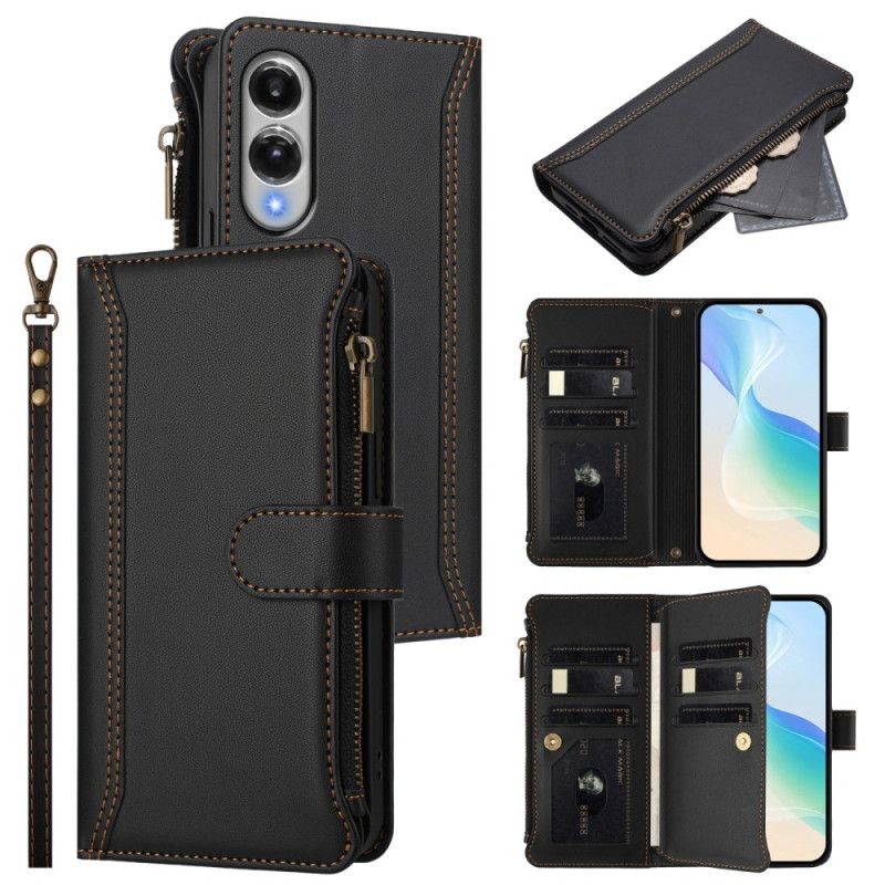 Flip Case Leren Samsung Galaxy S25 5g Edge Portemonnee Met 9 Kaartsleuven En Sleutelkoord